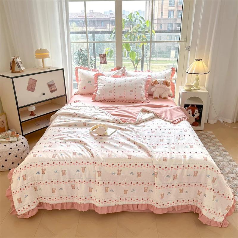 2025 new knitted cotton summer cool quilt summer thin quilt multi-functional air conditioner quilt cover dual-purpose 150x200cm 1pcs
