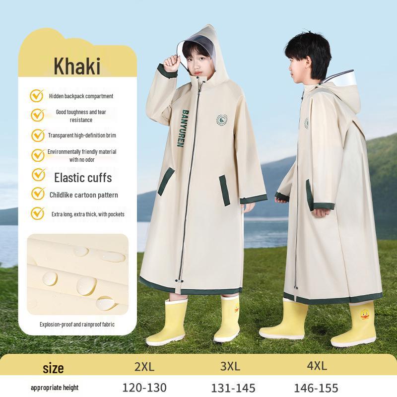 

Children s Waterproof Full-Body Raincoat for Primary School Students with Backpack Space 4XL