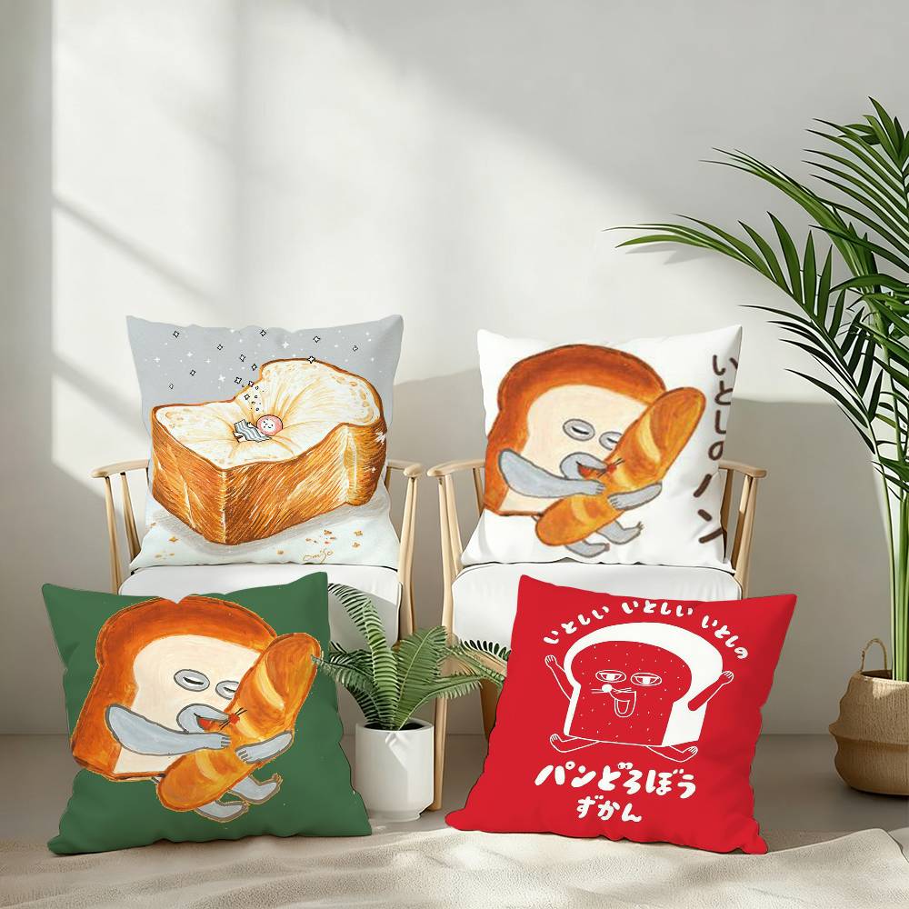 Book Bread T-Thief Pillow Case Sofa Decorative Home Double-sided Printing Short Plush Cushion Pillow Cover Holiday Gift
