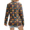 Women's Casual Fashion Sexy Comfort Halloween Printed V-Neck Button Long Sleeve