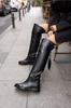 Women Modern Stylish Fashion Boots Boots Faux Leather Cody Black Tassel Over The Knee Boots