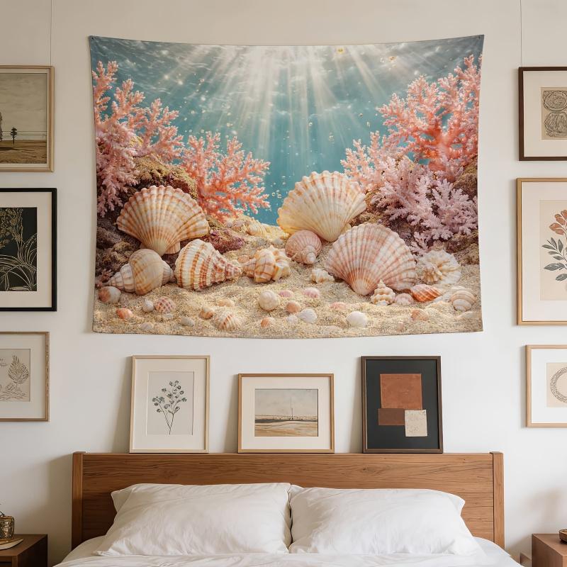 Underwater Coral Reef Scenery Tapestry Fashion Wall Hanging for Bedroom Dormitory Polyester Fiber Room Decoration
