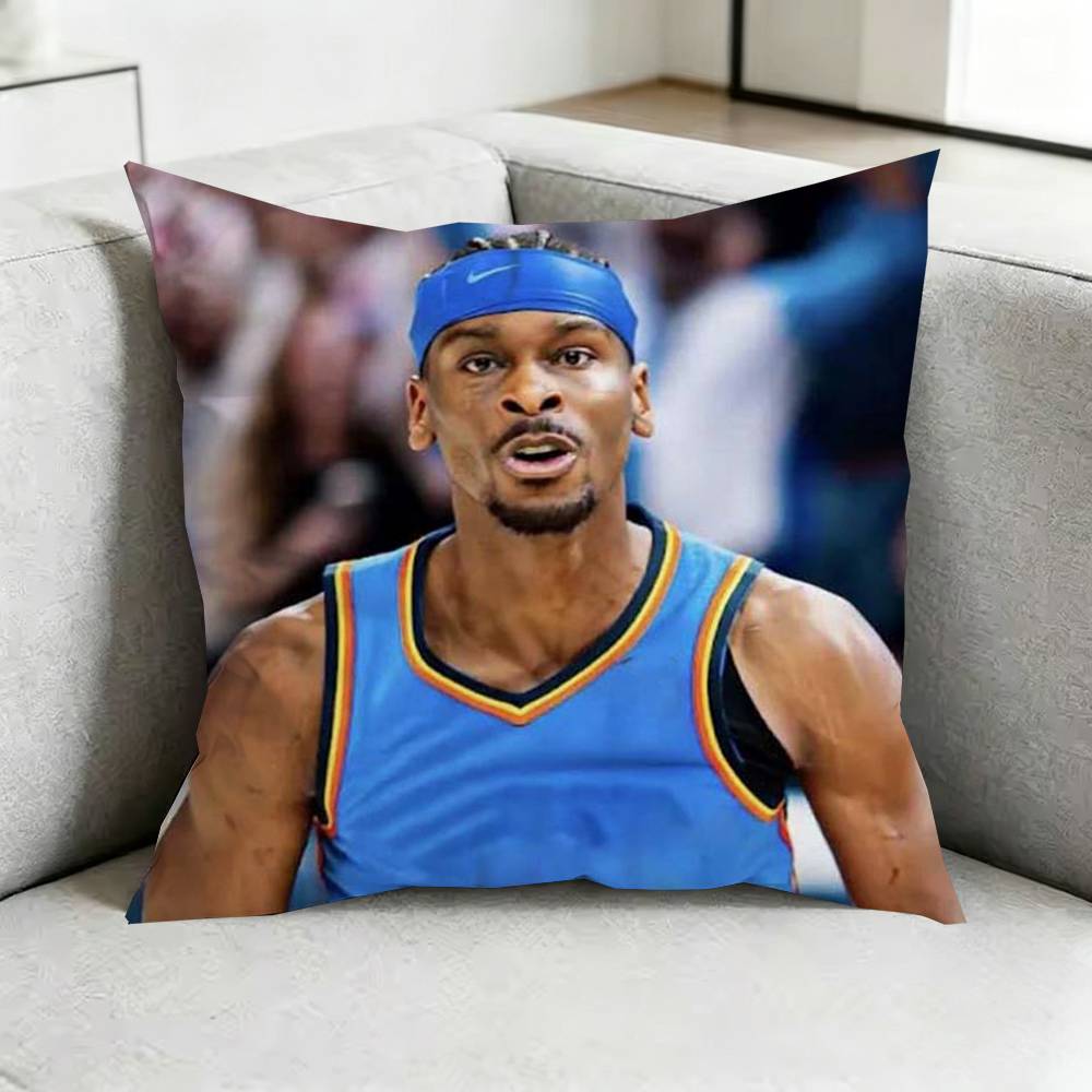 SShai GGilgeous Alexander Basketball Pillow Case Square DoubleSided Sofa Cushion Cover Bedroom Bedside Pillow Gift