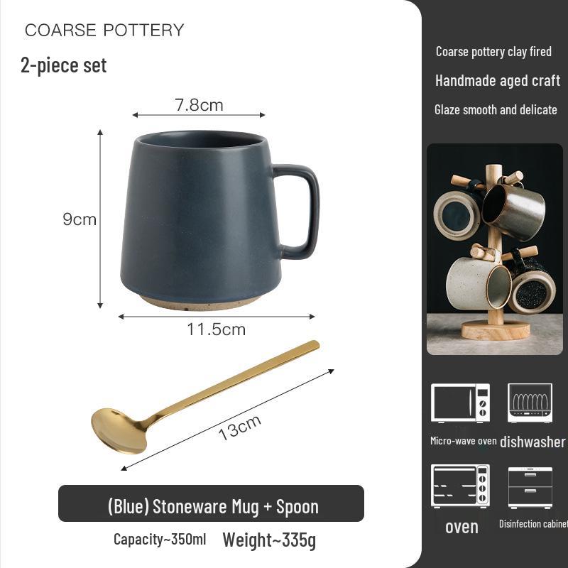 Japanese Retro Ceramic Mug Set – Creative Household & Office Coffee Cups with Gift Box