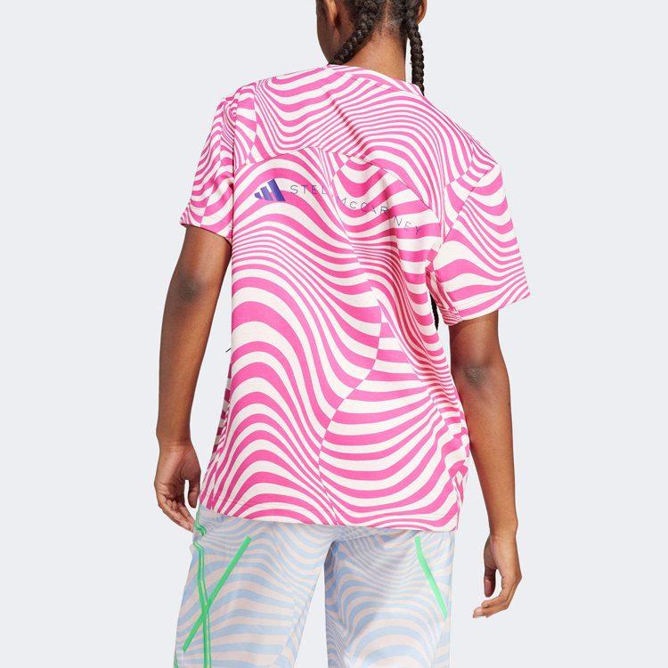 Adidas X Stella McCartney T Shirts Women's Pink Crew Neck Moderate Other IA1497
