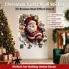 Adesivo da Parete di Natale Babbo Natale Muro Rotto 3D in PVC, Adesivo Murale Natalizio Rimovibile per Decorazione Stanza delle Feste in Casa