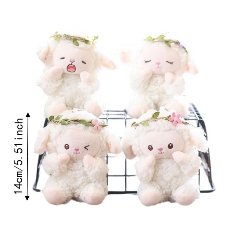 Sheep Mini Sheep Plush Keychain Wreath Flower Soft Lamb Doll Ornament Children Toys