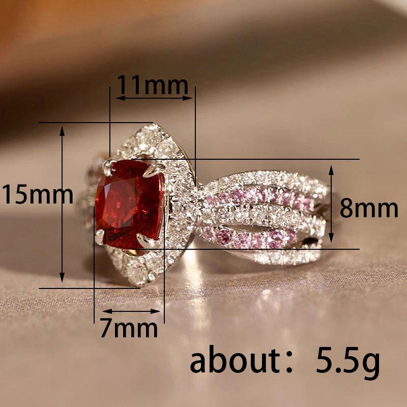 Huitan Charming Red Cubic Zirconia Ring for Engagement Party Female Delicate Wedding Band Exquisite Finger Accessories Jewelry