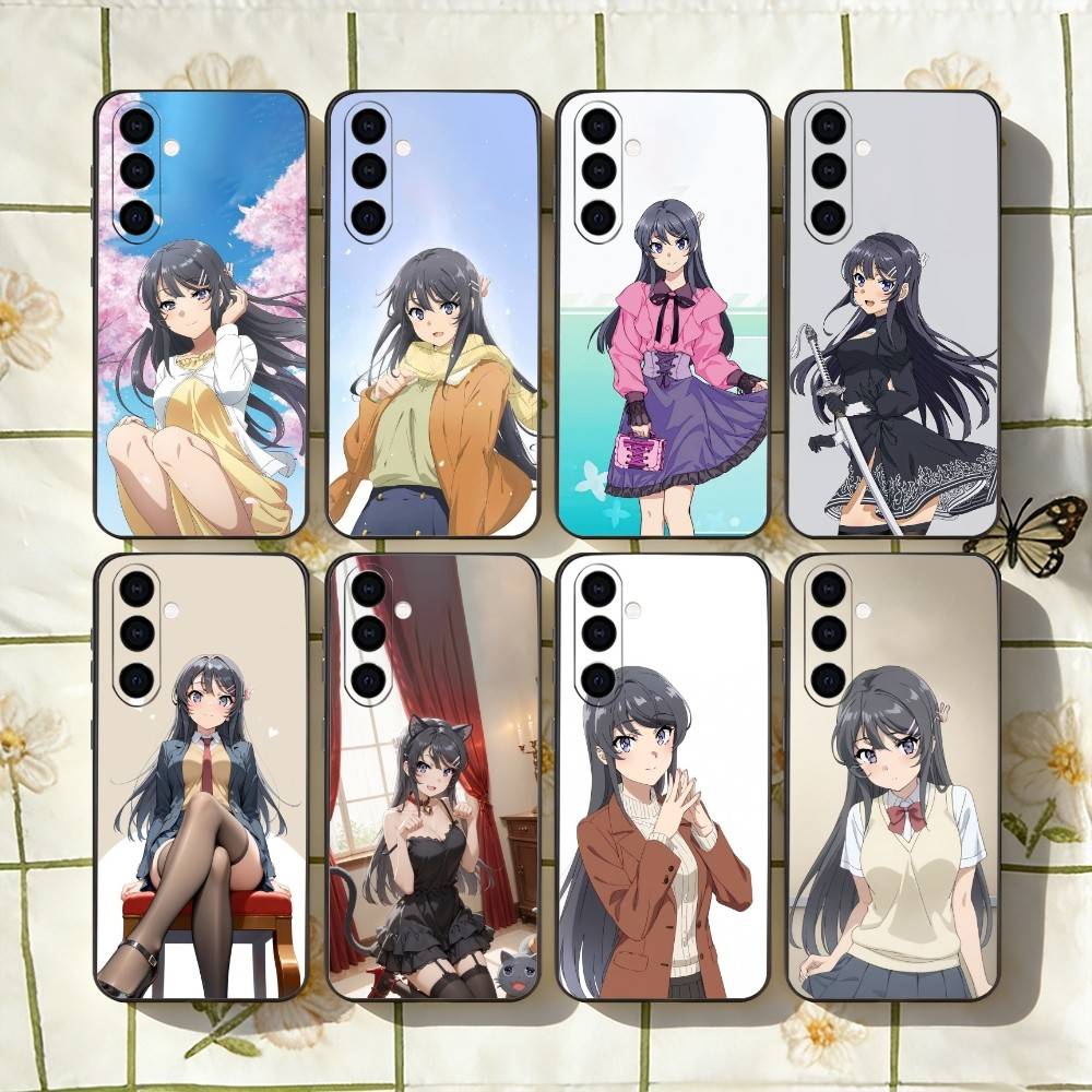 Anime Mai S-Sakurajima Phone Case Black Silicone Soft For Samsung Galaxy A73,A72,A71,A70,A53,A52,A51
