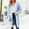 Women's fashionable long-sleeved pocket, large-sized loose cardigan sweater coat