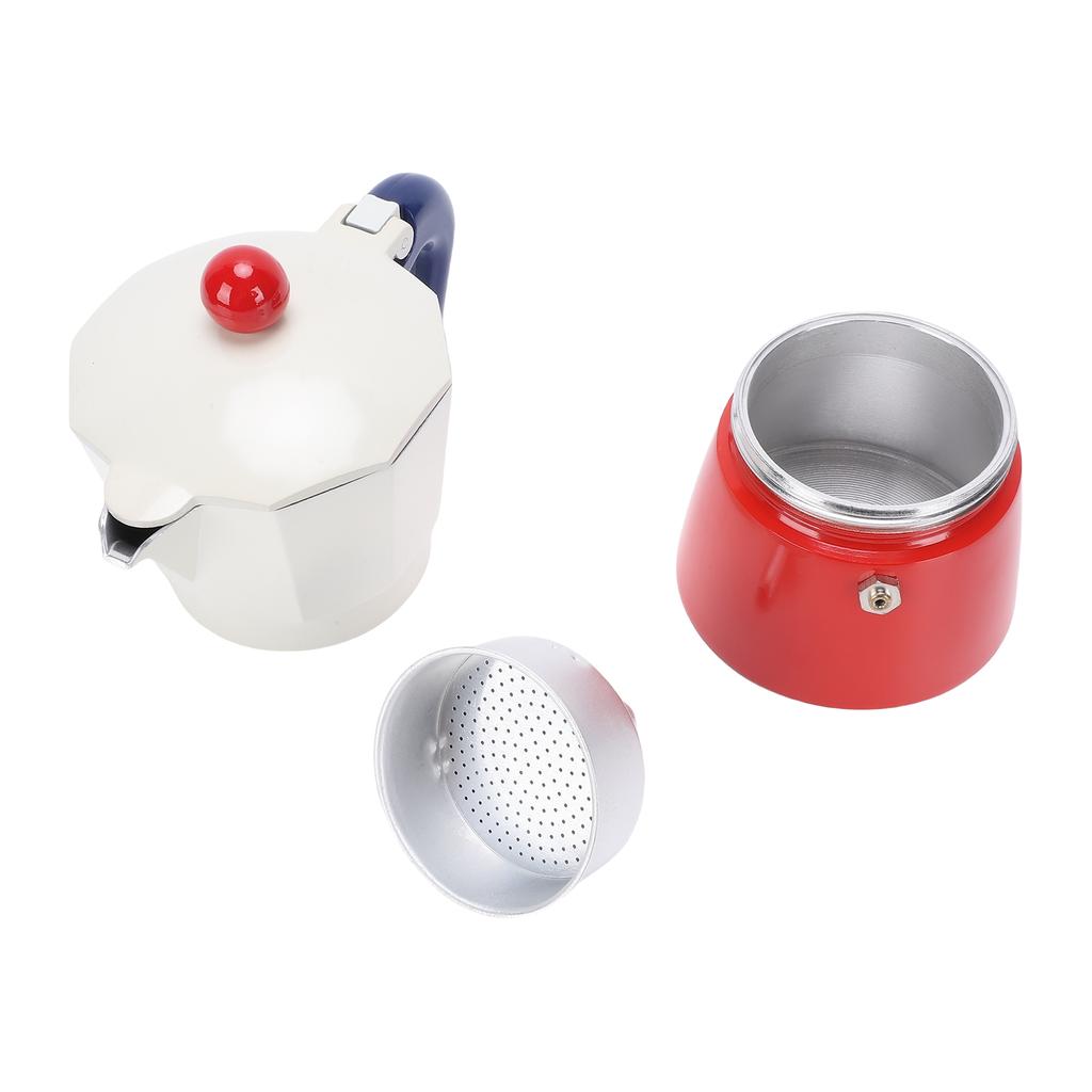 Italian Coffee Maker 150ml 3 Cups Aluminum Single Valve Portable Stovetop Coffee Maker Pot for Cuban Cafe Home Brewing Camping