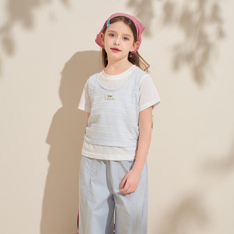 Girls' Fake Two-Piece Short Sleeve T-Shirt