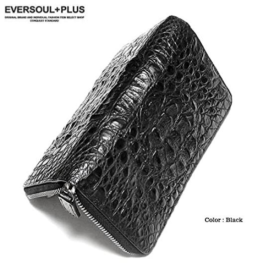 EVERSOUL Krokodilleder Lange Geldbörse mit Rundum-Reißverschluss, Unisex, Geschenk