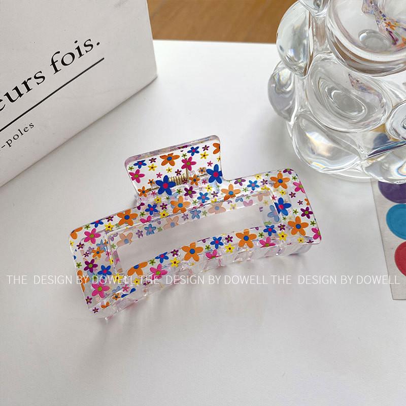 Colorful Floral Daisy Patterned Hair Claw Clips For Girls Stylish Headwear Accessory