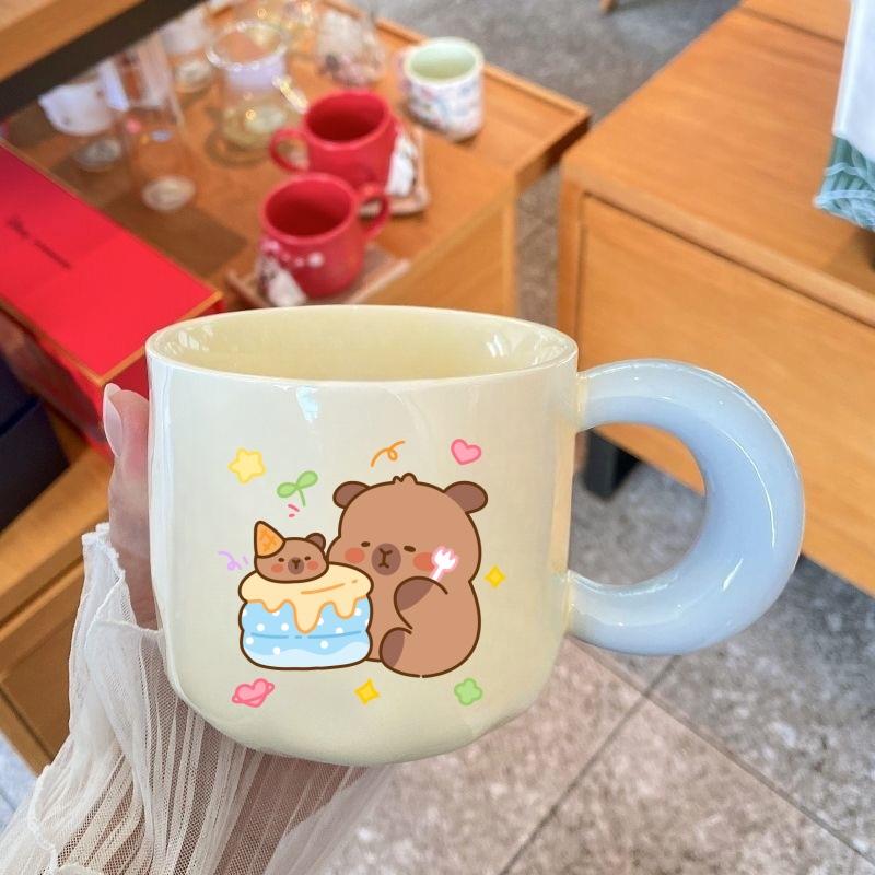 

Kapibaba Ceramic Cup High Value Creative Personality Cartoon Ins Mug Gift Box Gift Souvenir 401-500ml