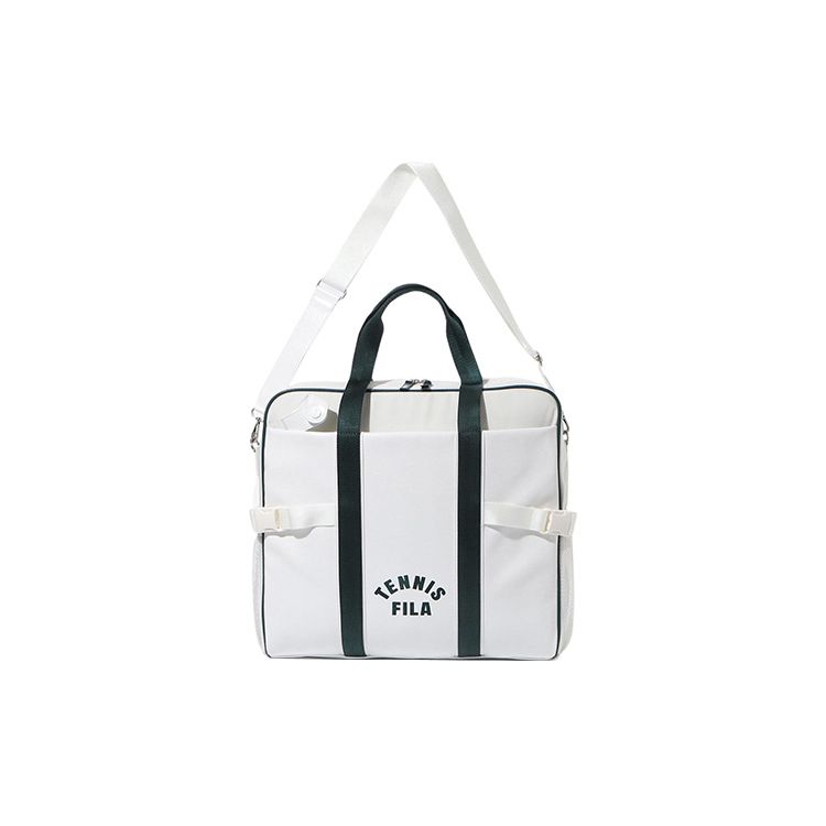 FILA Logo Nylon And Polyurethane Racket Bag Unisex Bag White FS3BCF6270XOWH White