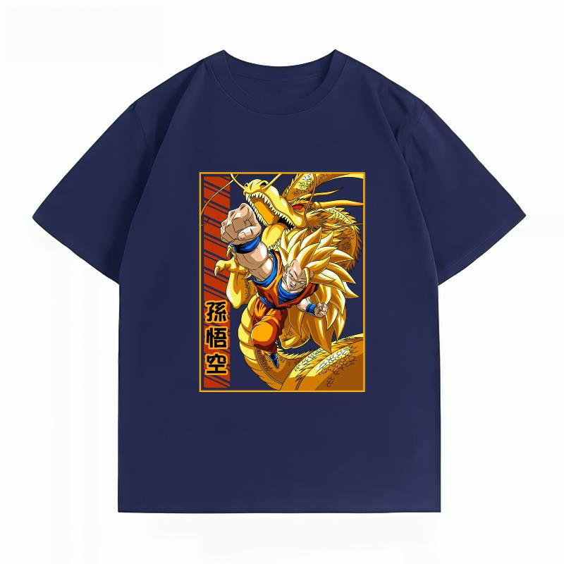 Dragon Ball Z Goku SSJ3 Shenron Print T-shirt Casual Short Sleeve Cotton Anime Streetwear T-shirt Unisex