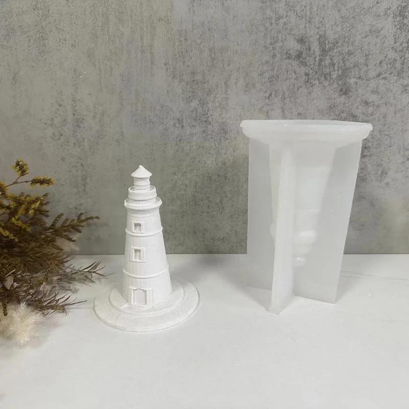 Lighthouse Ornament Gypsum Mold Lighthouse Aromatherapy Candle Silicone Mold