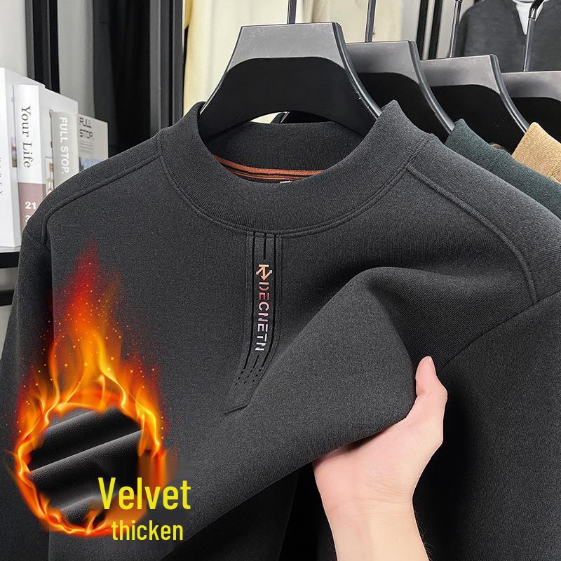 Herren Warmer Fleece-Pullover mit halbem Stehkragen und Plus-Samt - Verdickte Innenschicht für Herbst/Winter 2025
