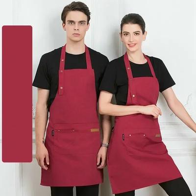 Koch Kellner Cafe Shop Kellner Reine Farbe Kochen Küche Schürze Für Frau BBQ Friseur Schürzen Lätzchen Küchenzubehör
