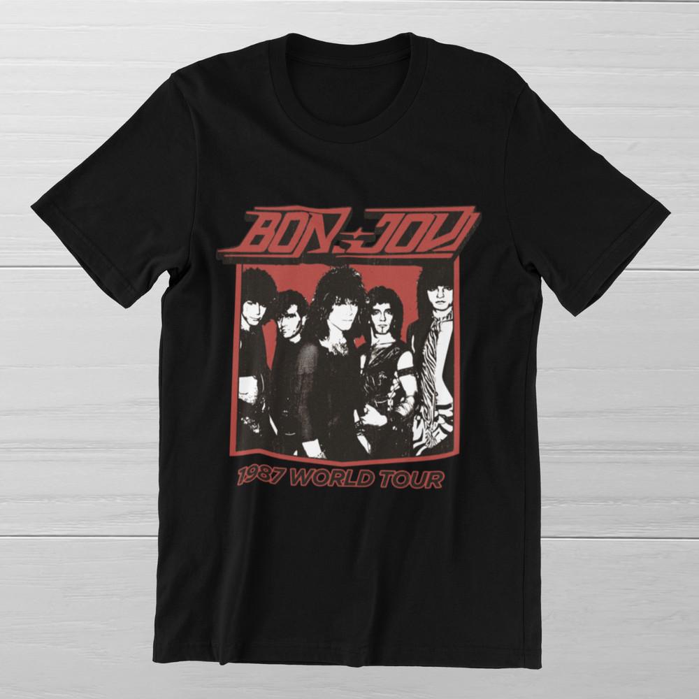

JON BON JOVI 1987 World Tour 80s 90s Rock Band Legend Ringspun Coton Tee Unisex T-Shirt XXL