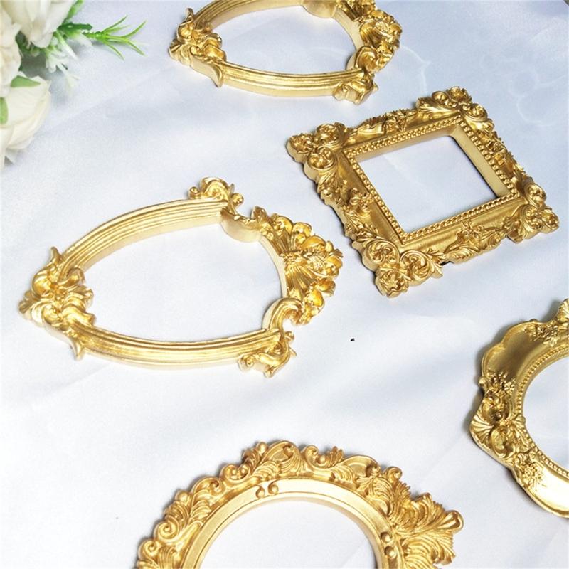 Mini Gold Picture Frame Victorian Small Resin Antique Photo Frame Tiny Baroques Ornate Frame Without Glass or Backing