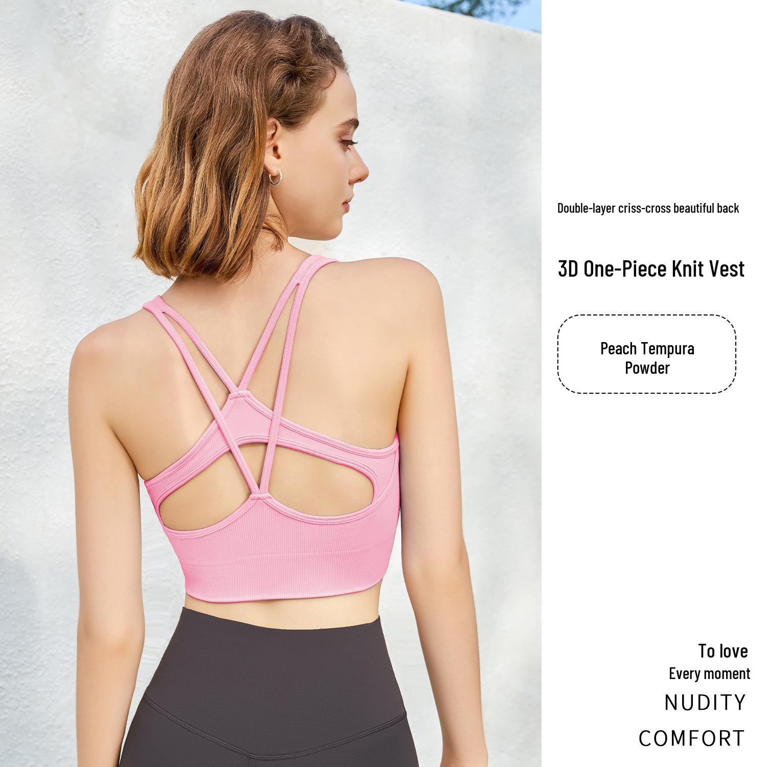 

Jiuyi Women s Medium-High Intensity Yoga Sports Bra with Thin Straps and Beautiful Back Design M рожевий