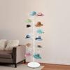 35-Hanger Rolling Hat Display Stand, White Floor-Standing Wig Cap Rack with Wheels - Adjustable 175cm Commercial Hat Holder