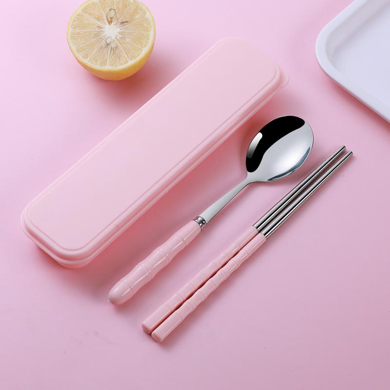 Stainless Steel Cutlery Set Spoon Fork Chopsticks Set with Box Case Travel Cutleries