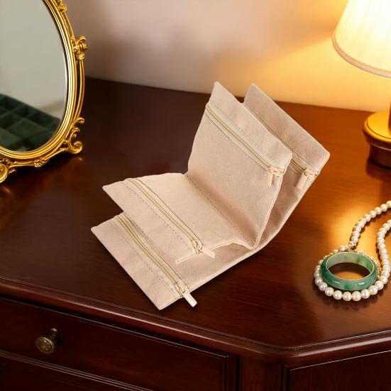 Jewelry Storage Bag Rings Earrings Bracelet Necklace Storage Pouch Foldable Zipper Closure Travel Jewelry Organizer