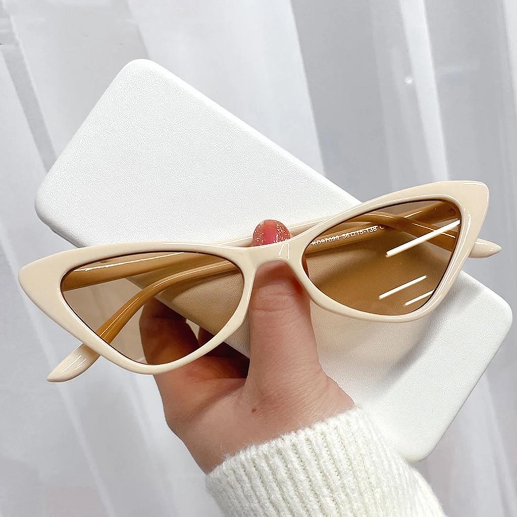 Retro Cat Eye Solbriller UV400 Shades Vintage Små Trekant Solbriller Hip Hop Briller Kvinner Kvinnelige Trendy Briller