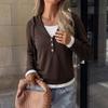 2026 Autumn/Winter Women's Slim Fit Faux Two-Piece Hooded Sweatshirt