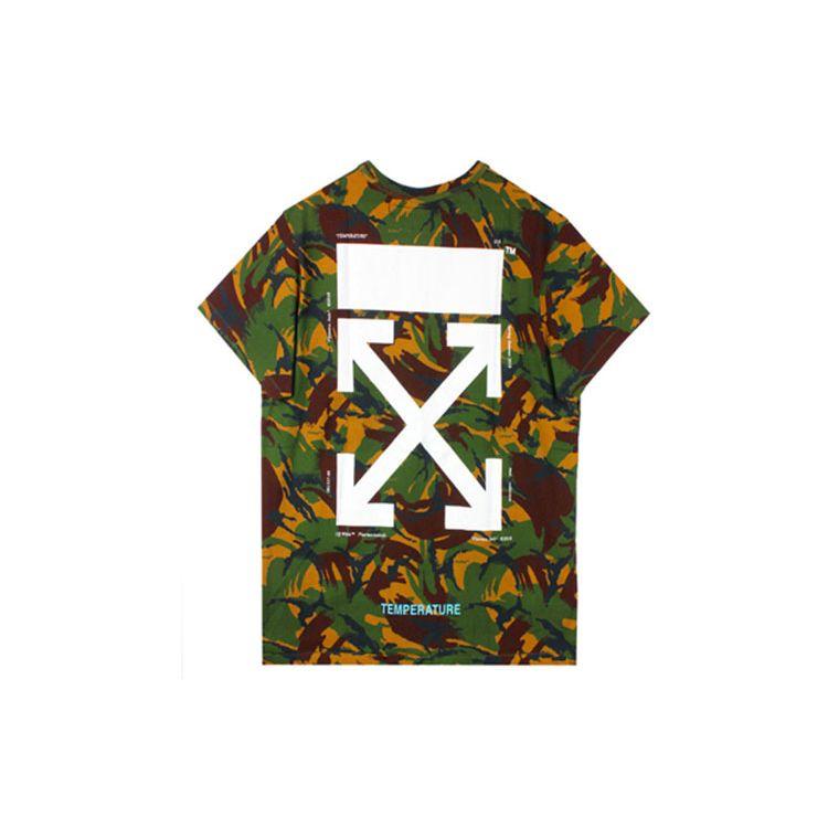 Off-White Camouflage Thorn Arrows Short Sleeve T-Shirt Men Tops OMAA002S188780129901
