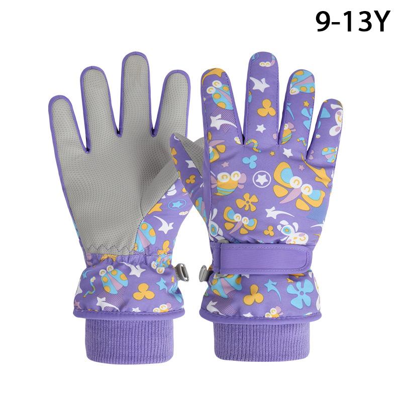 

Детские лыжные перчатки, зимние сноубордические, зимние теплые перчатки для мальчиков и девочек, водонепроницаемые утепленные варежки, сохраняющие тепло на пальцах фиолетовый