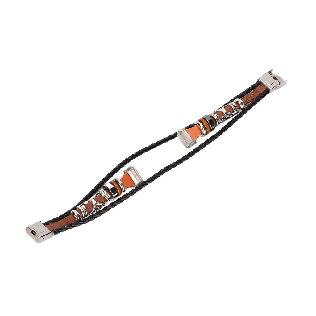Smartwatch Band Leather Watch Replacement Wrist Strap Ethnic Vintage Style for Fitbit LuxeBrown