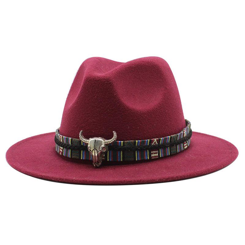 Woolen Jazz Top Hat Women'S Minority Style Flat-Brimmed Big Eaves Hat