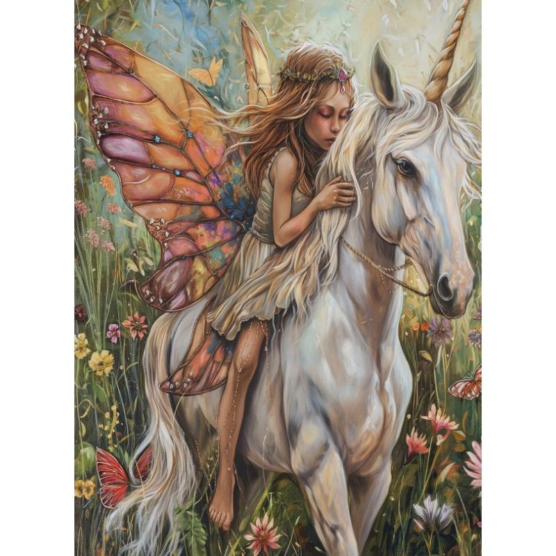 Fairycore Girl Pink Mushroom Unicorn Garden Wonderland Forest Poster Canvas Painting Wall Art Pictures Girl Room Home Decor