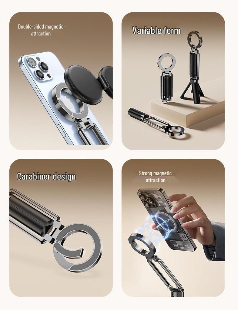 Zinc Alloy Magnetic Phone Holder & Tripod for Live Broadcast & Handheld Shooting