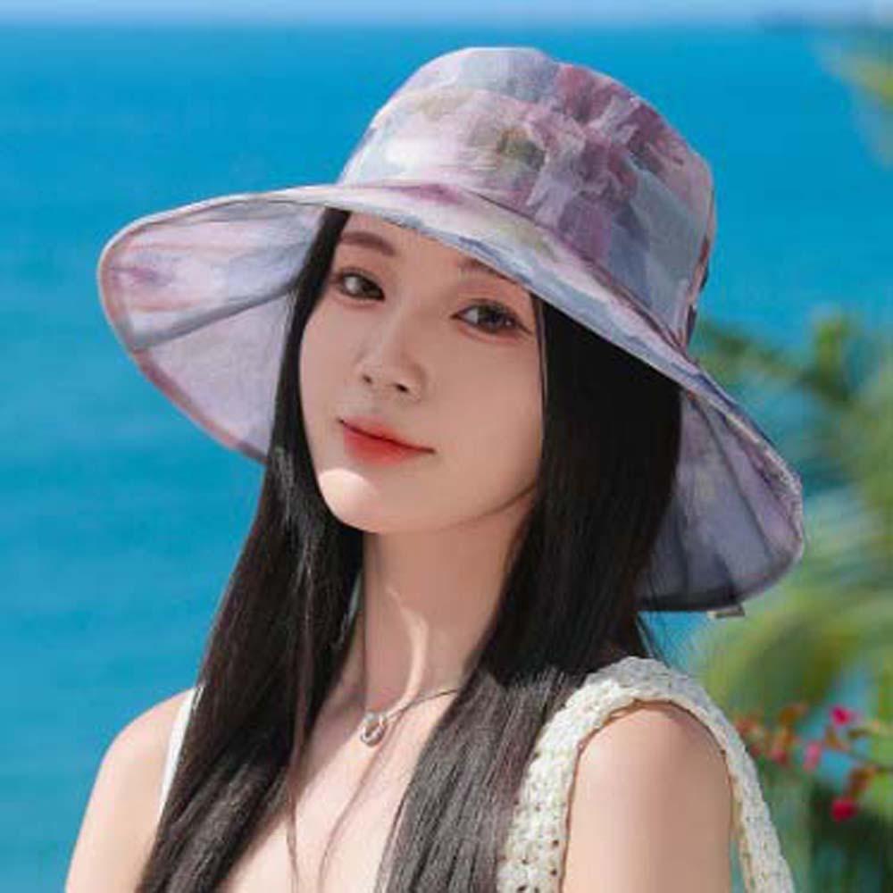 Windproof Rope Thin Bow Sunshade Cap Foldable Summer Basin Cap Sunscreen Basin Hat  Travel