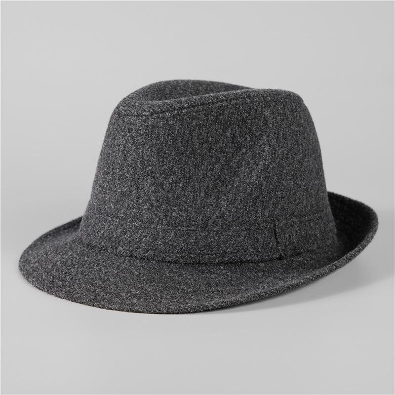 

Autumn and winter hats Men s top hats Wool warm retro jazz gentleman s hats L（58-60cm）