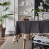 100% Cotton Table Cover Red Farmhouse Ruffle Tablecloth Soft Water-washed Tablecloths for Rectangle Party Wedding Decor Durable