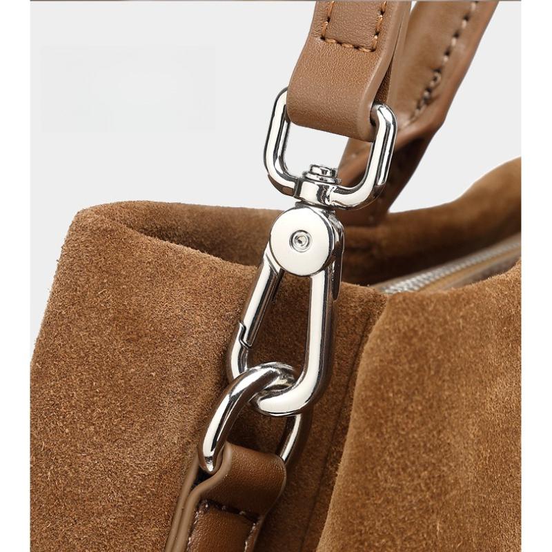 Oversized Suede Leather Briefcase Spacious Handheld Shoulder Crossbody Bag Women Slouchy Commuting Premium Light Luxury Handbag
