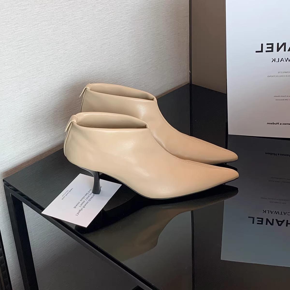 

Версия из коровьей кожи~ Виноградная мама та же французский остроносый котенок с темпераментом высокий каблук тонкие ботильоны женские ботильоны осень и зима 40