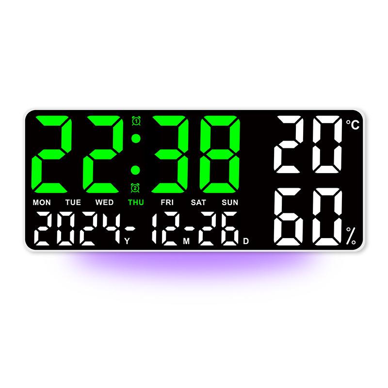 GH9002 Multi-functional Wall Clock: Large Font, Night Light, Temperature & Humidity Display, Multiple Alarms
