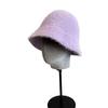 New Imitation Mink Knitted Vertical Striped Bucket Hat Women's Simple Solid Color Warm Fisherman Hat Trendy