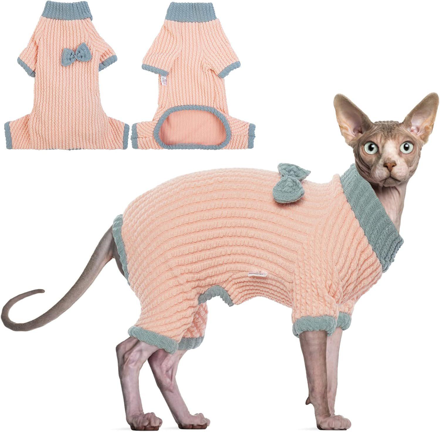 Sphynx & Devon Rex Breathable Vest T-shirt Dress for Hairless Cats XS розовый