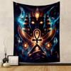 "Ancient Egyptian Ankh and Cosmic Design" Patterned Tapestry Decorative Wall Hanging, Home Bedroom Living Room Decor
