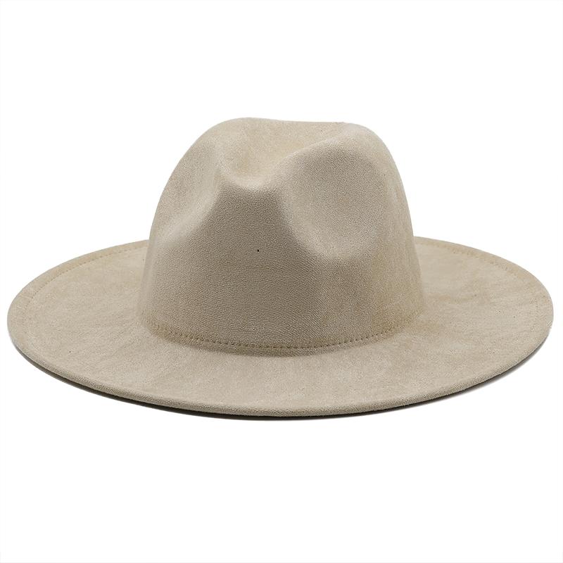 Simple Fedora Hat Men Women Suede Imitation Winter Felt Hats Fashion Khaki Top Jazz Hat Fedoras Chapeau Sombrero Mujer