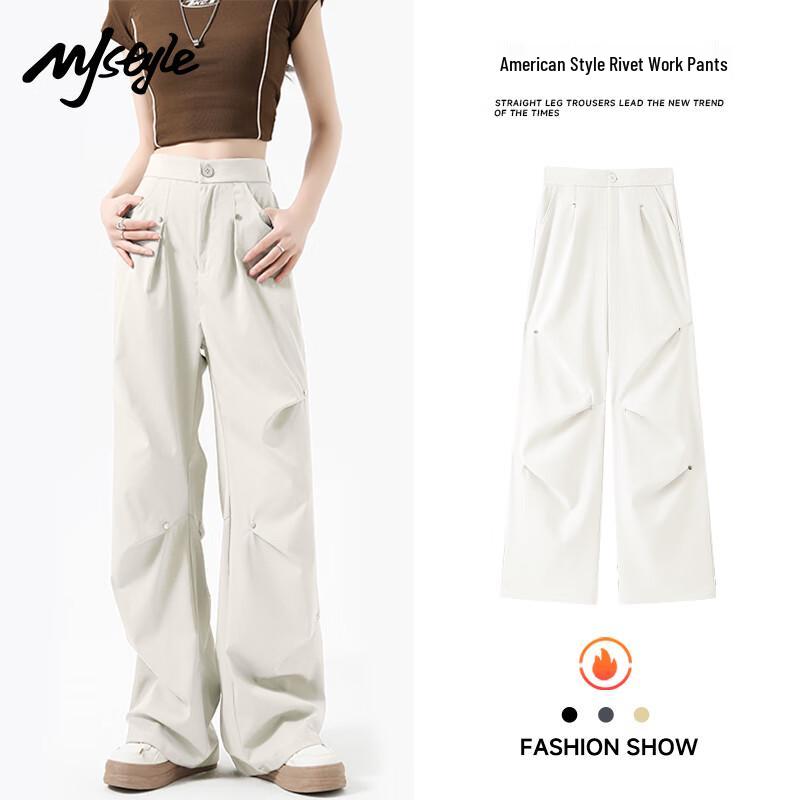 

MJ Style Women s Winter Plush Lined Rivet Cargo Pants L
