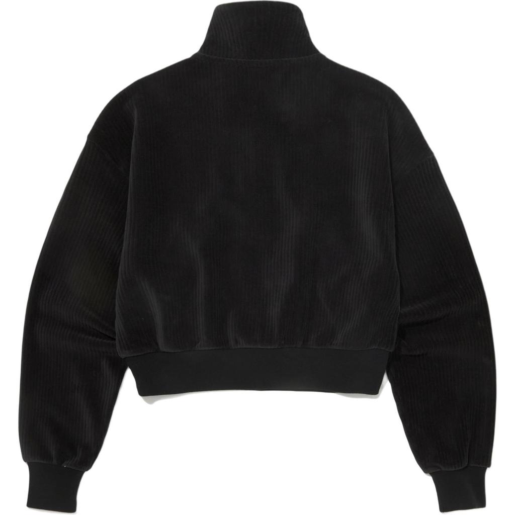 The North Face Swift Velour Half Zip Logo Embroidered Pullover Sweatshirt Women Sweatshirt Black NM5MQ82A